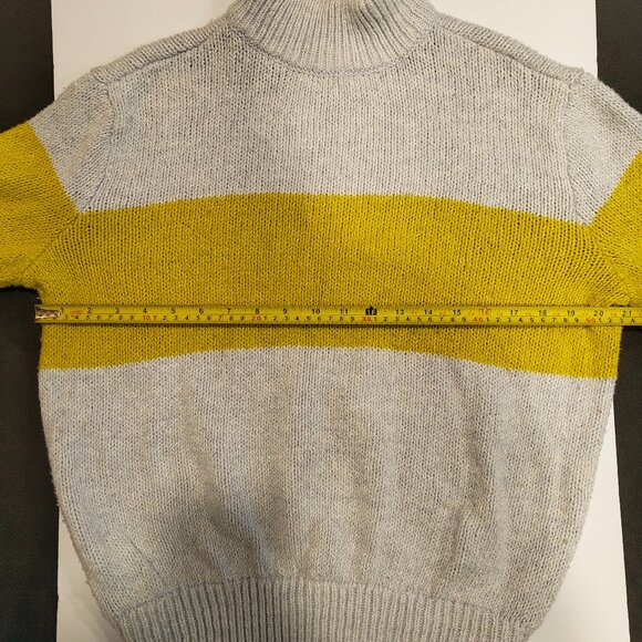 Aerie Oh Snow Soft Mock Neck Sweater Grey Yellow Colorblock Size Small Pullover - Picture 4 of 6